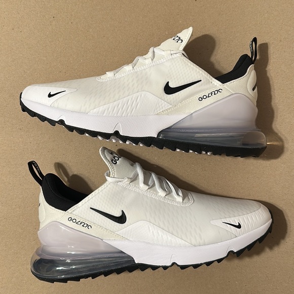 Nike Mens Air Max 270 Golf Shoes White Black Pure Platinum - Picture 4 of 8